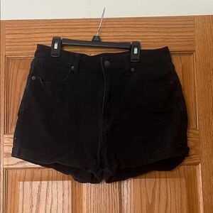 No Boundaries Black High-Rise Cuffed Denim Shorts